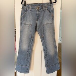 Ralph Lauren Wide Leg Carpenter Jeans Light Wash Denim Size 8 Petite Fit 5’3”